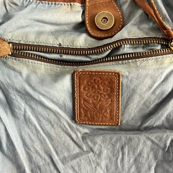 Lucky Brand Hobo Shoulder Bag Colorful Patchwork Leather Suede Flowers Vtg Boho - Picture 14 of 16